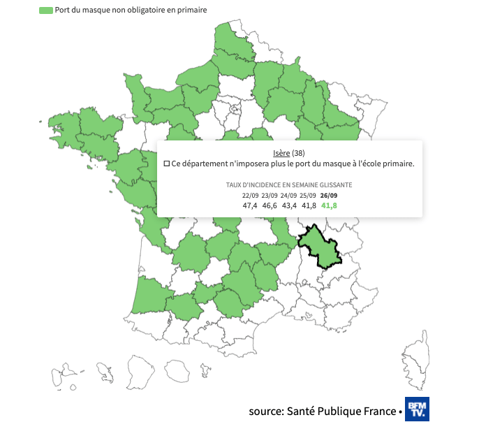 You are currently viewing Isère : Le port du masque à l’école primaire ne sera plus obligatoire à partir de lundi.