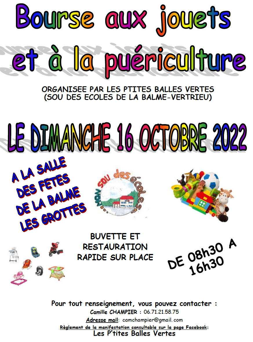 Lire la suite à propos de l’article Dimanche 16 octobre: bourse aux jouets et à la puériculture