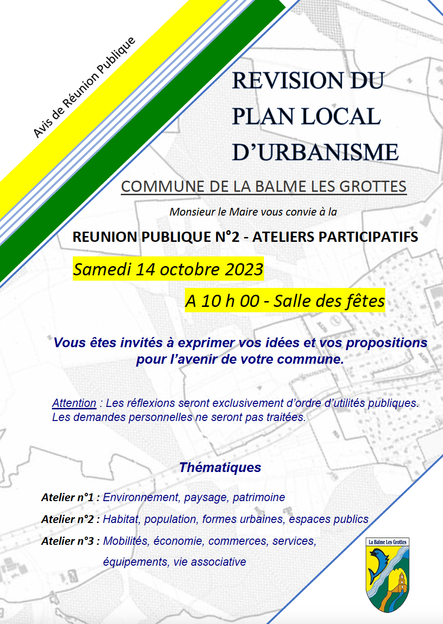 Lire la suite à propos de l’article Samedi 14 octobre: 2ème réunion publique dans le cadre de la révision du PLU.